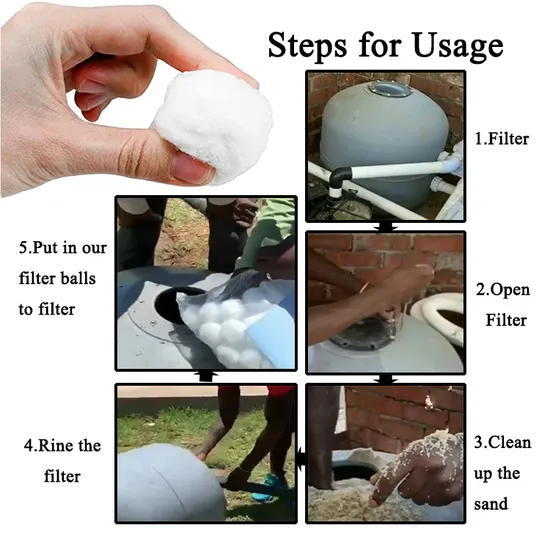 Acid Alkali Resistant Fiber Ball Filter Media for Swimming Pool Water Filtration with 96% Porosity - 4