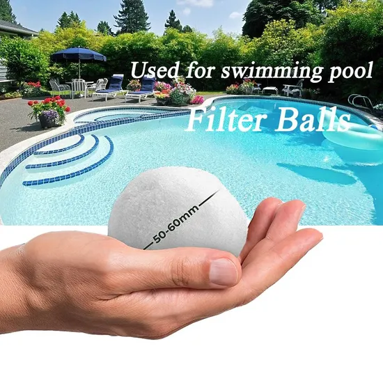 White 30mm 50mm Fiber Balls Water Filter Media for Swimming Pool 3 Micron Filtration Efficiency